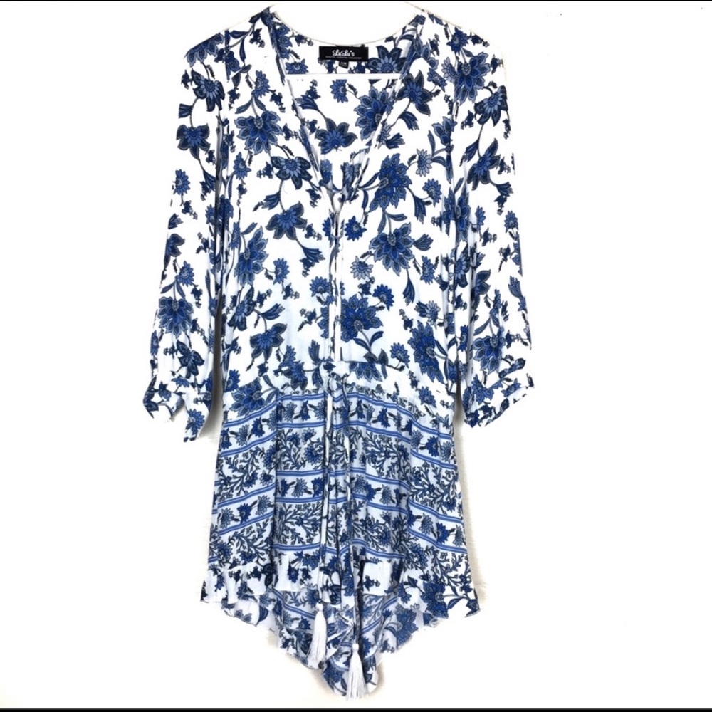 Lulus blue and white romper!